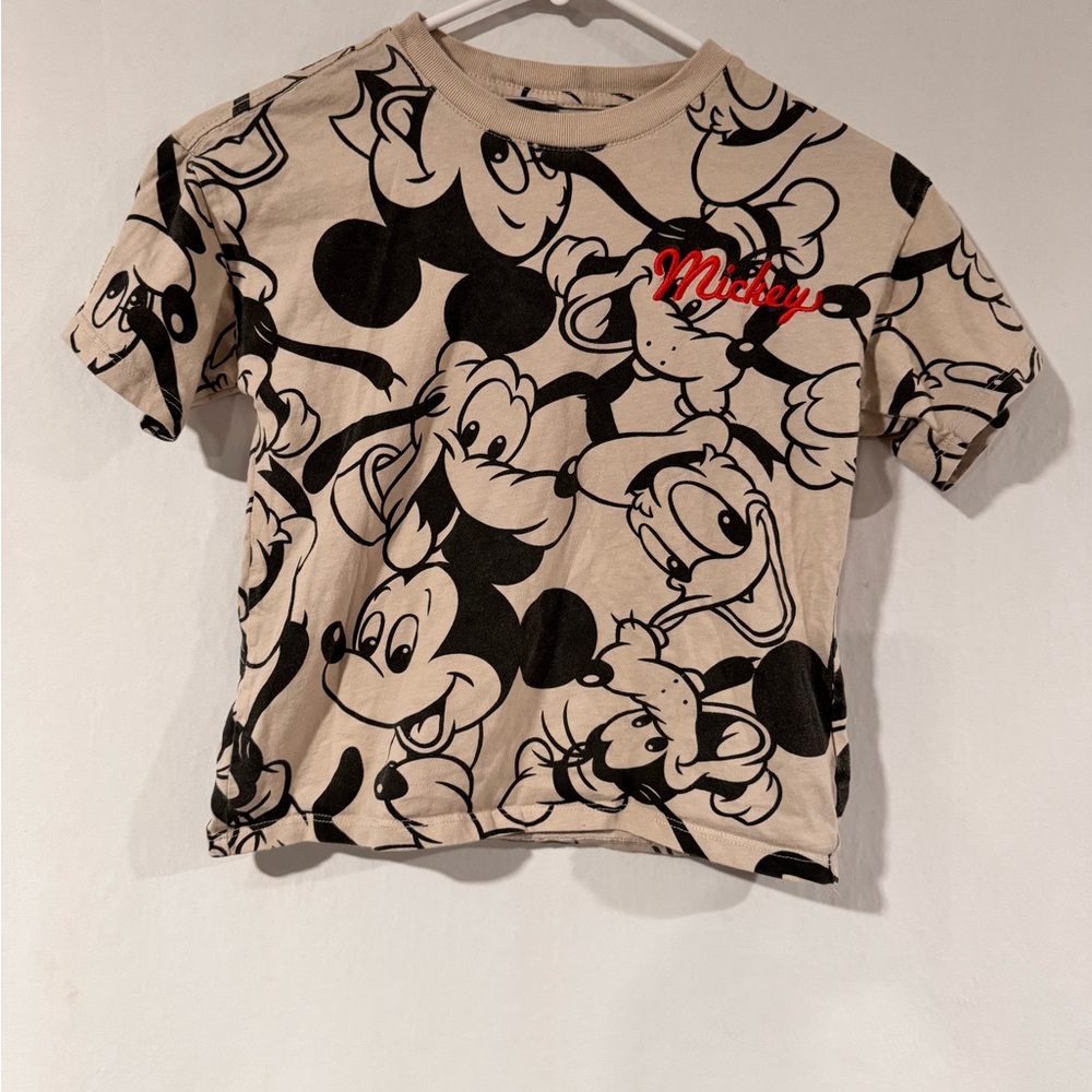 Cotton On Mickey Mouse Kids T-Shirt - Beige & Black